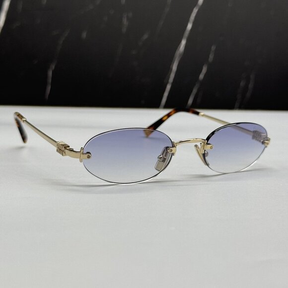 NEW MIU MIU MUA54S ZVN80O SUNGLASSES GOLD OVAL WOMEN SUNGLASSES MU A54S, SMU A54